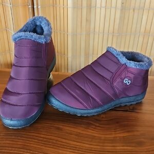 Women's Fuzzy Purple Winter Booties